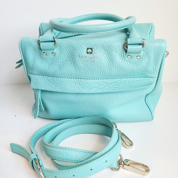 Kate Spade Blue CrossBody Satchel Robin Blue Turquoise Boxy Restored Bag Purse - Picture 1 of 15